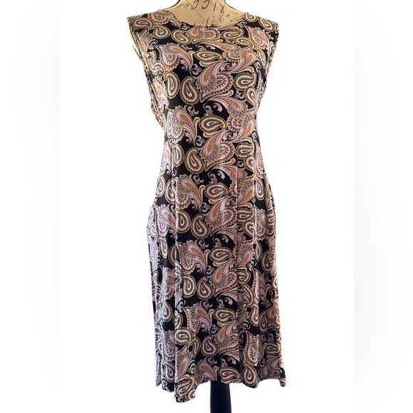 3/$13 Basic Editions- Multicolored Paisley Sleeveless midi Dress. Size XXL - Picture 2 of 2